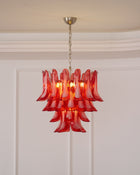 Crimson Glass Murano Petals Chandelier