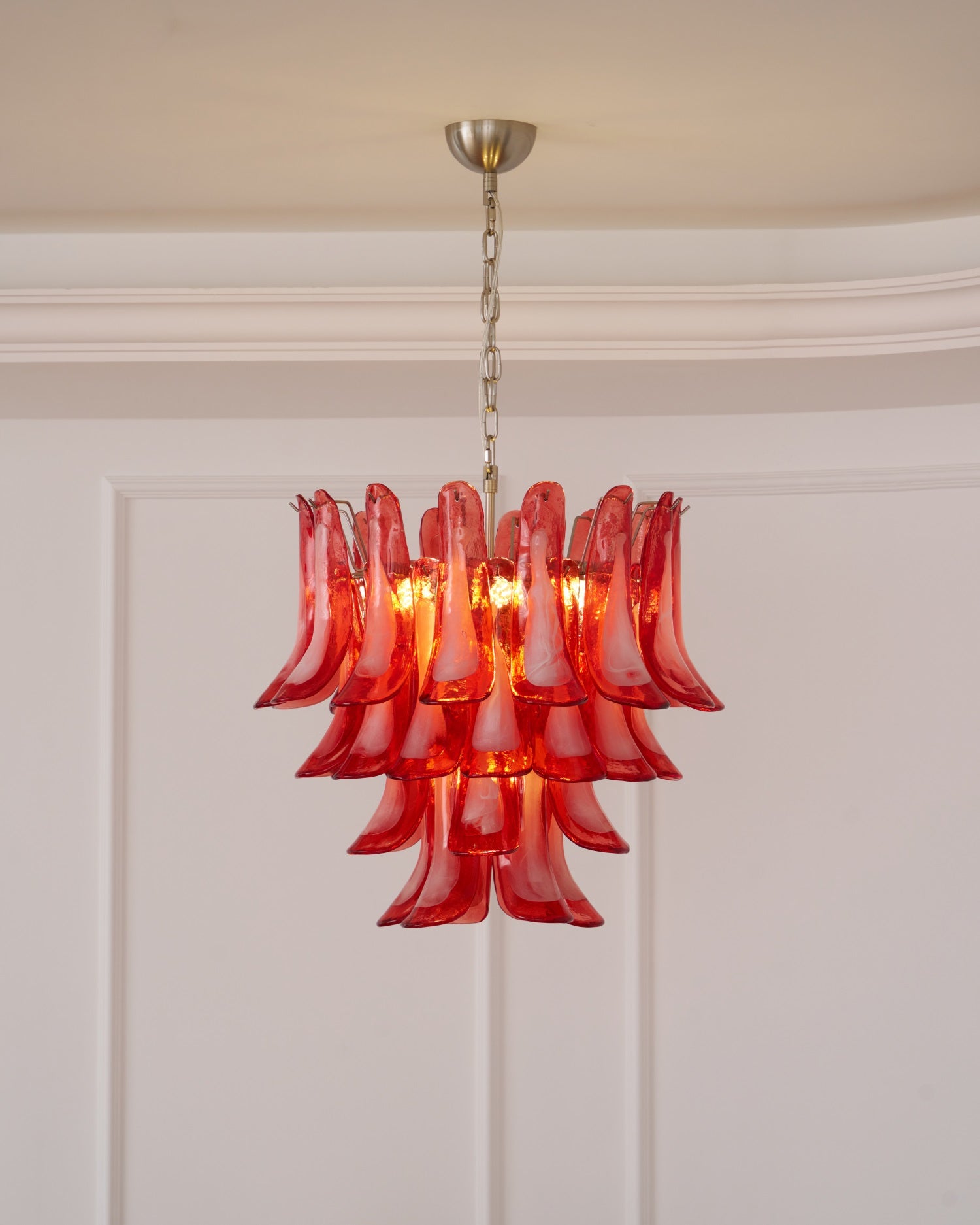 Crimson Glass Murano Petals Chandelier