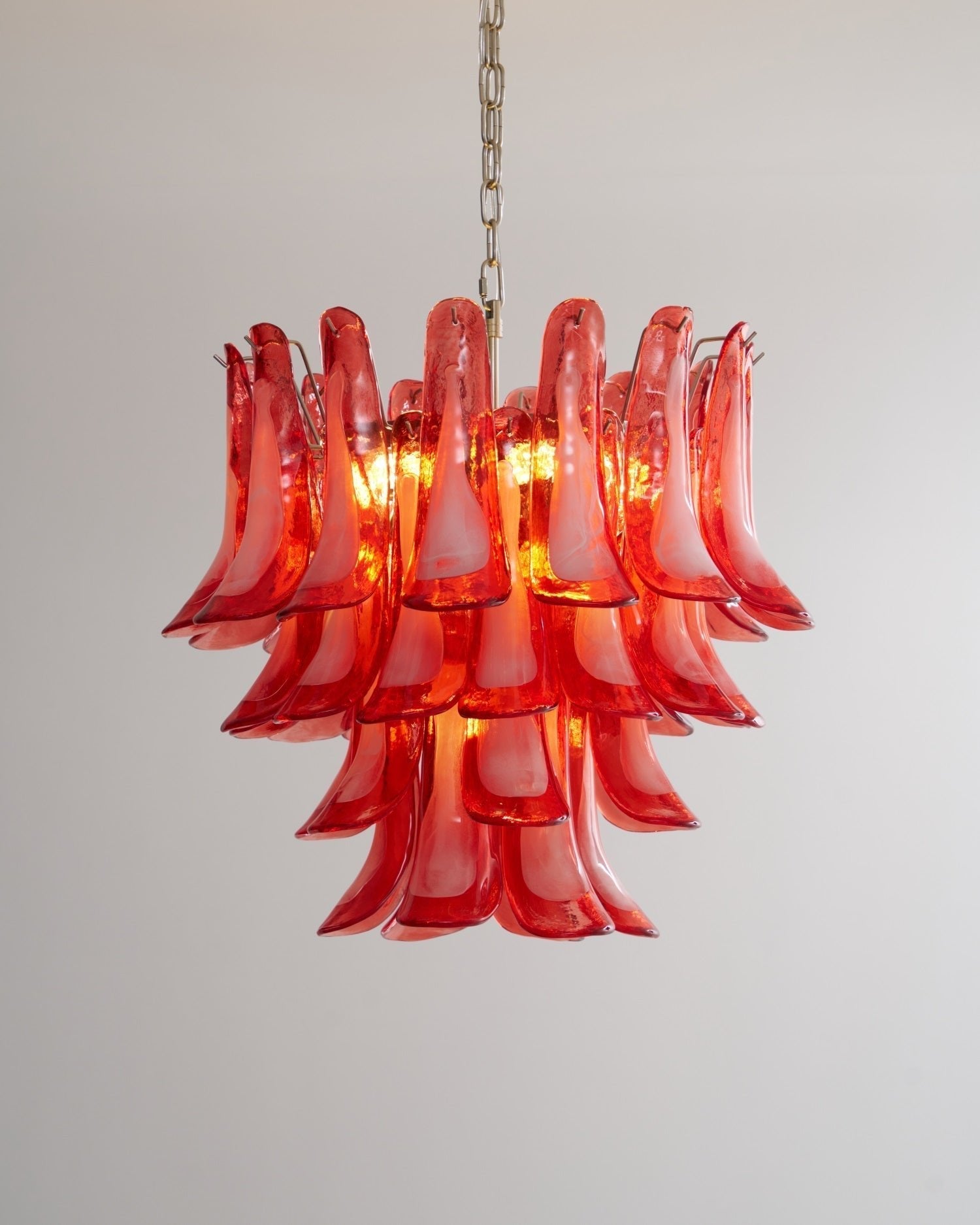 Crimson Glass Murano Petals Chandelier