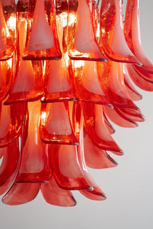 Crimson Glass Murano Petals Chandelier