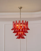 Crimson Glass Murano Petals Chandelier