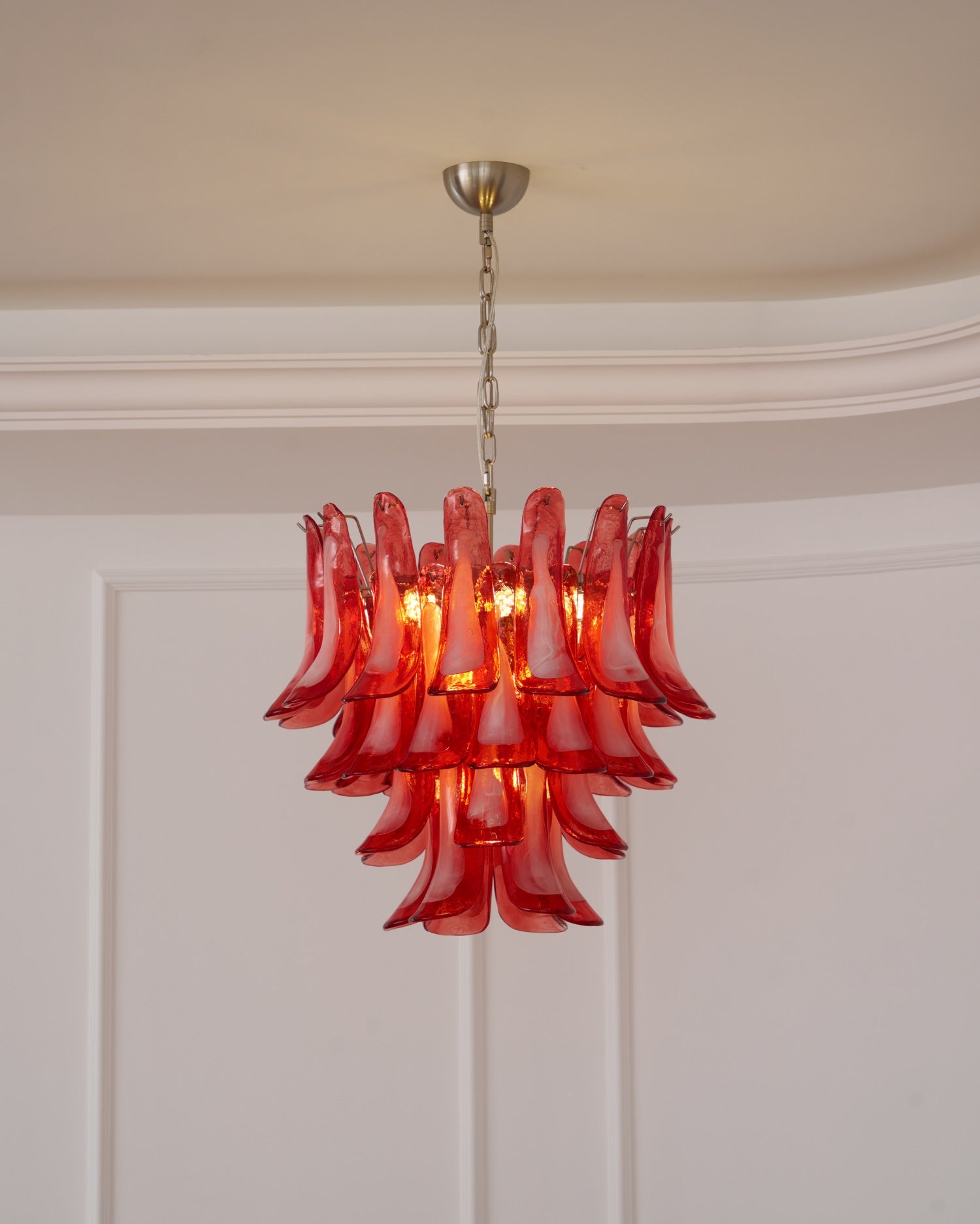 Crimson Glass Murano Petals Chandelier