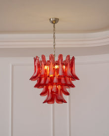 Crimson Glass Murano Petals Chandelier