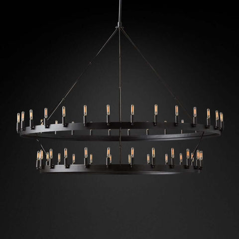 Camilo Vintage Filament 2-Tier Round Chandelier 63''D