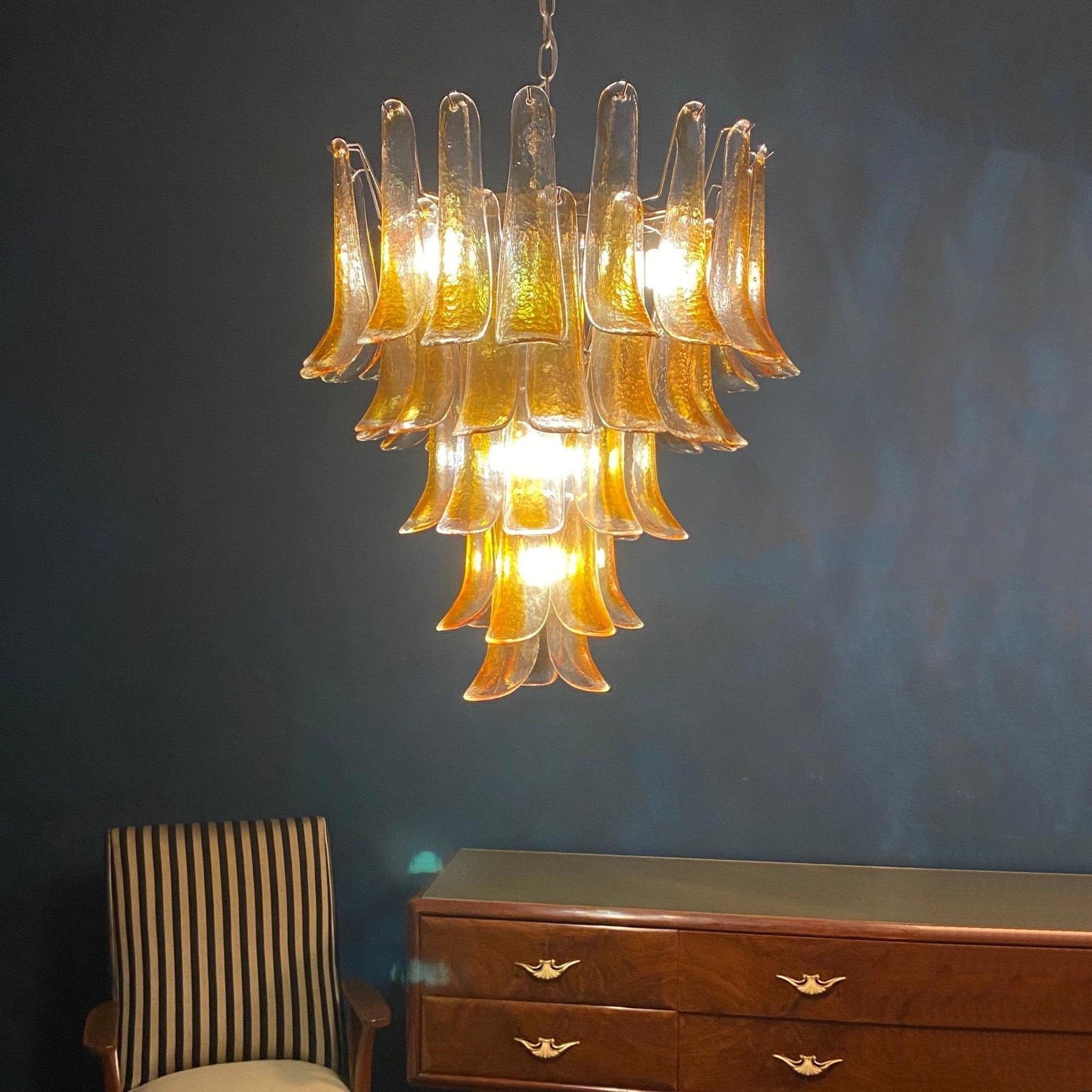 Amber Murano Glass Petals Chandelier