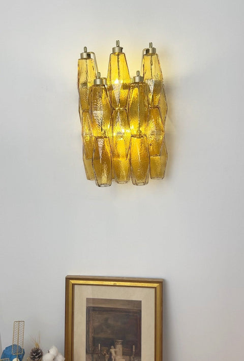 Murano Rhombus Amber Glass Wall Lamp