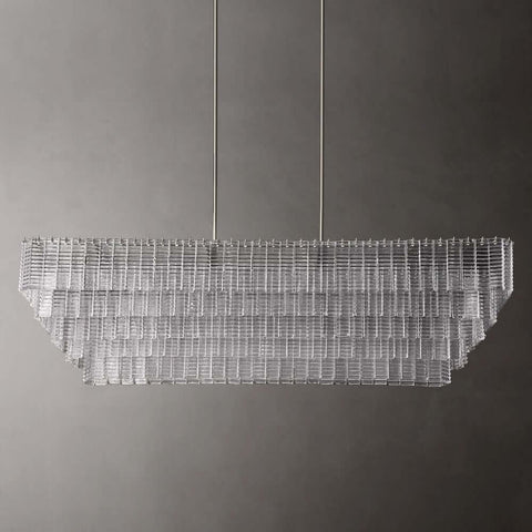 Samurai Clear Rectangle Chandelier 77"W