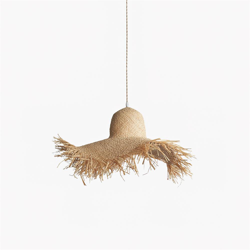Rattan Straw Hat Pendant Light