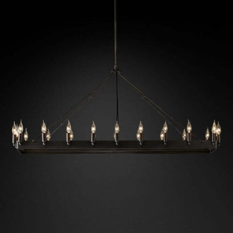 Camilo Vintage Candelabra Rectangle Chandelier 52''L