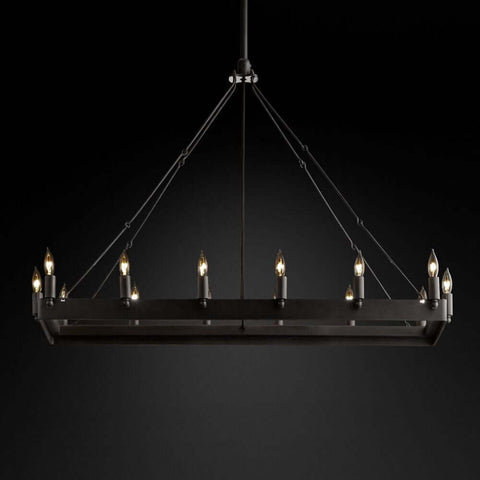 Camilo Vintage Candelabra Rectangle Chandelier 41''L