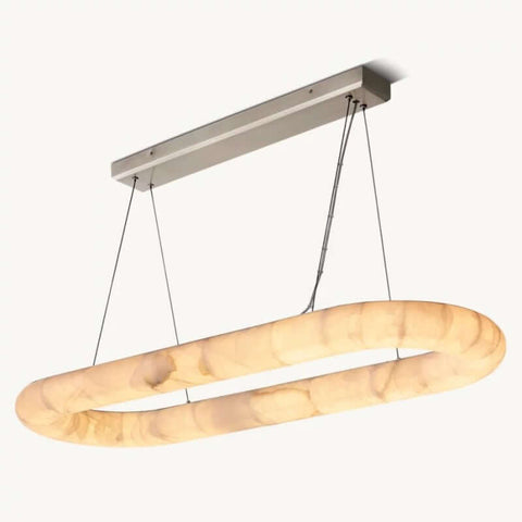 Alabaster Riven Oval Chandelier 57″W