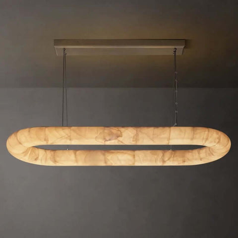 Alabaster Riven Oval Chandelier 57″W