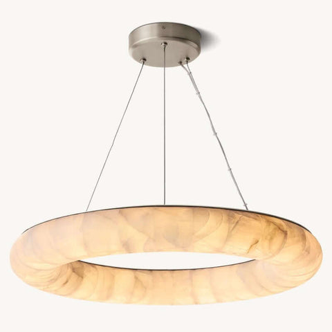 Alabaster Riven Round Chandelier 31″D