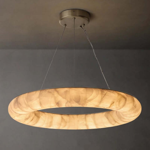Alabaster Riven Round Chandelier 31″D