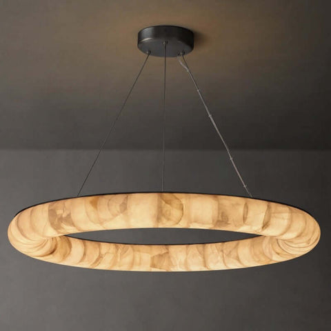 Alabaster Riven Round Chandelier 41″D