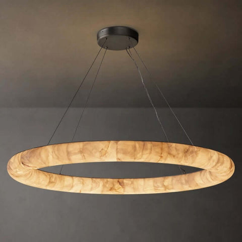 Alabaster Riven Round Chandelier 61″ D