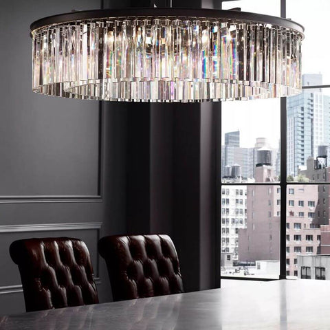 Ryan Round Triangular Crystal Chandelier 32"D