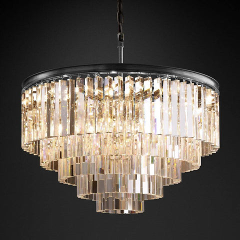 Ryan Tiered Round Triangular Crystal Chandelier 32"D