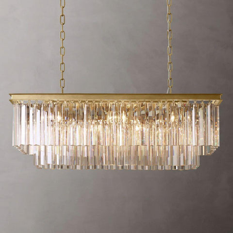 Ryan Tiered Rectangle Triangular Crystal Chandelier 40" W