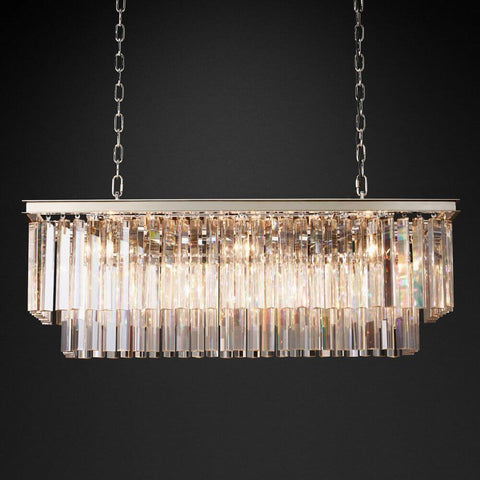 Ryan Tiered Rectangle Triangular Crystal Chandelier 40" W
