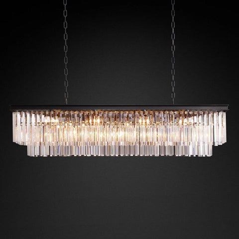 Ryan Tiered Rectangle Triangular Crystal  Chandelier 59"W