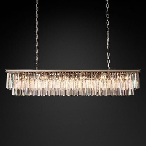 Ryan Tiered Rectangle Triangular Crystal Chandelier 72"W