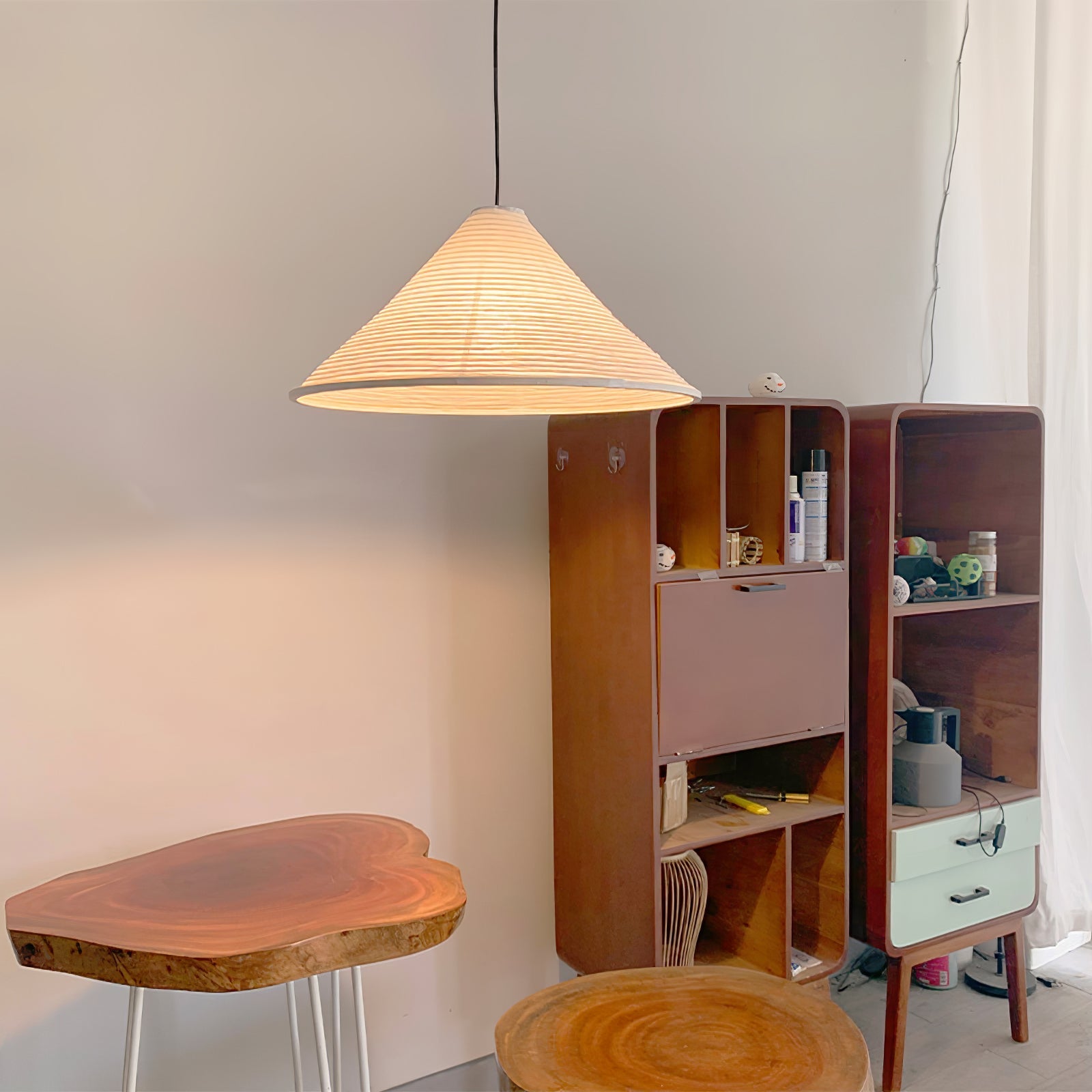 Washi Paper Pyramid Pendant Lamp