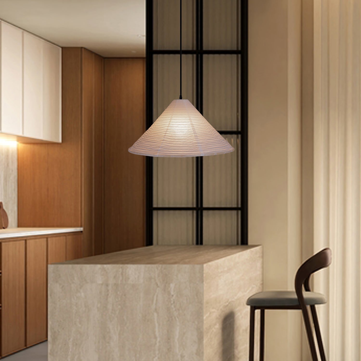 Washi Paper Pyramid Pendant Lamp