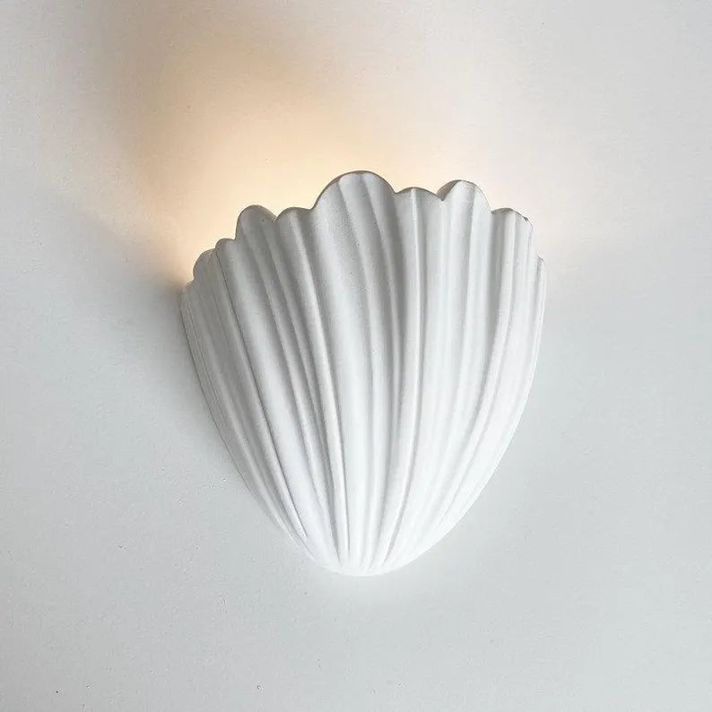 Acanthus Plaster Shell Wall Sconce Lamp 1930 Hollywood Regency Art Deco