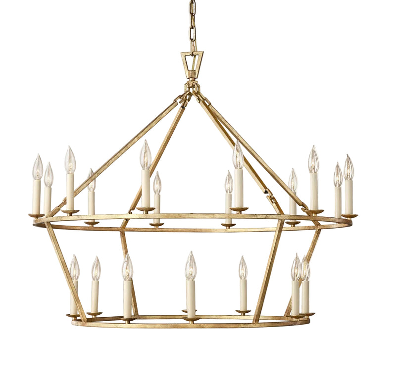19TH C. ENGLISH OPENWORK TWO-TIER ROUND CHANDELIER 40"