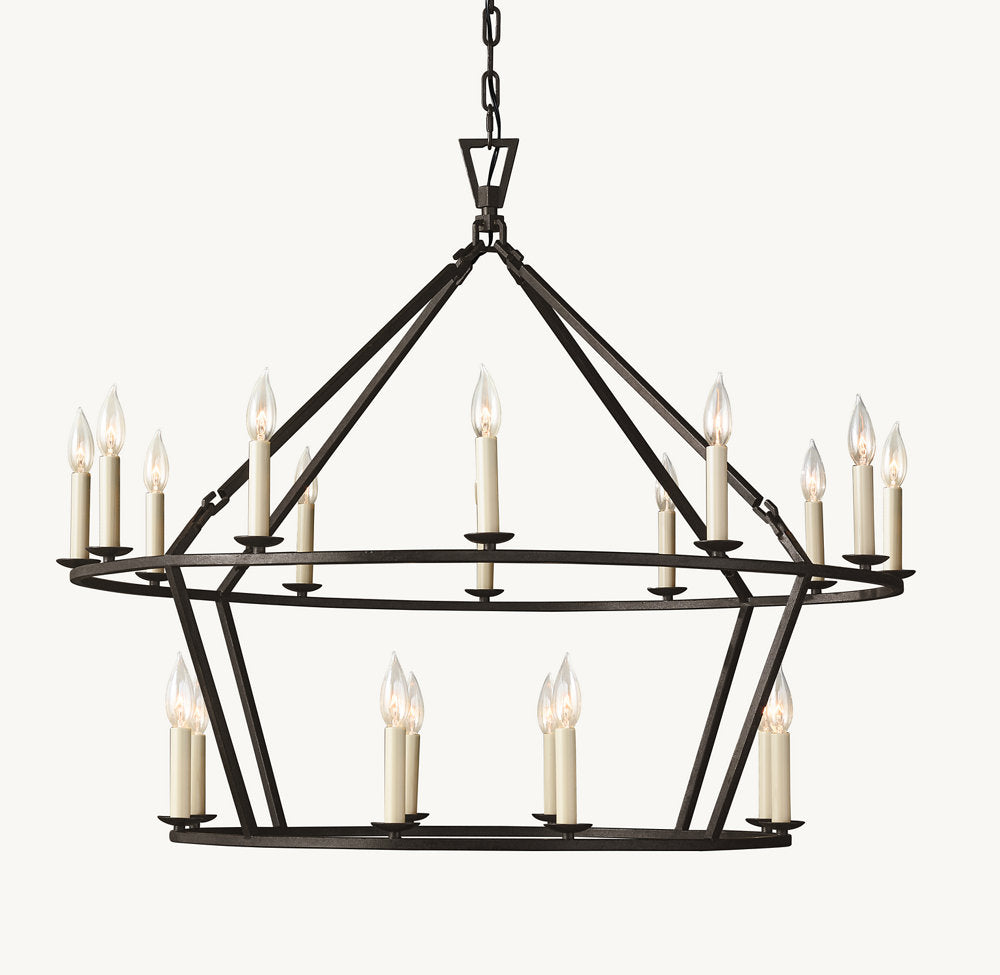 19TH C. ENGLISH OPENWORK TWO-TIER ROUND CHANDELIER 40"