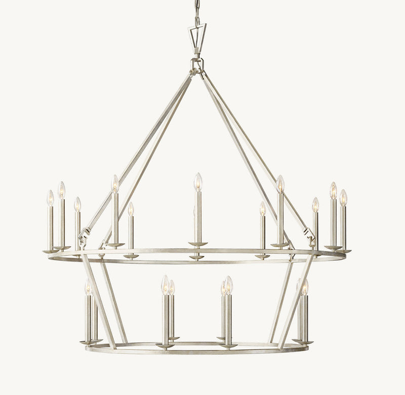 19TH C. ENGLISH OPENWORK TWO-TIER ROUND CHANDELIER 50"