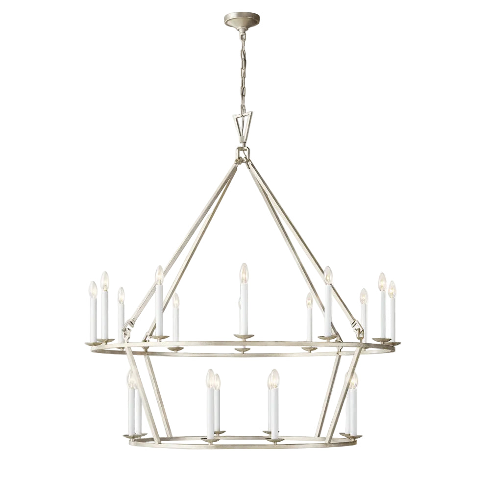 19TH C. ENGLISH OPENWORK TWO-TIER ROUND CHANDELIER 50"