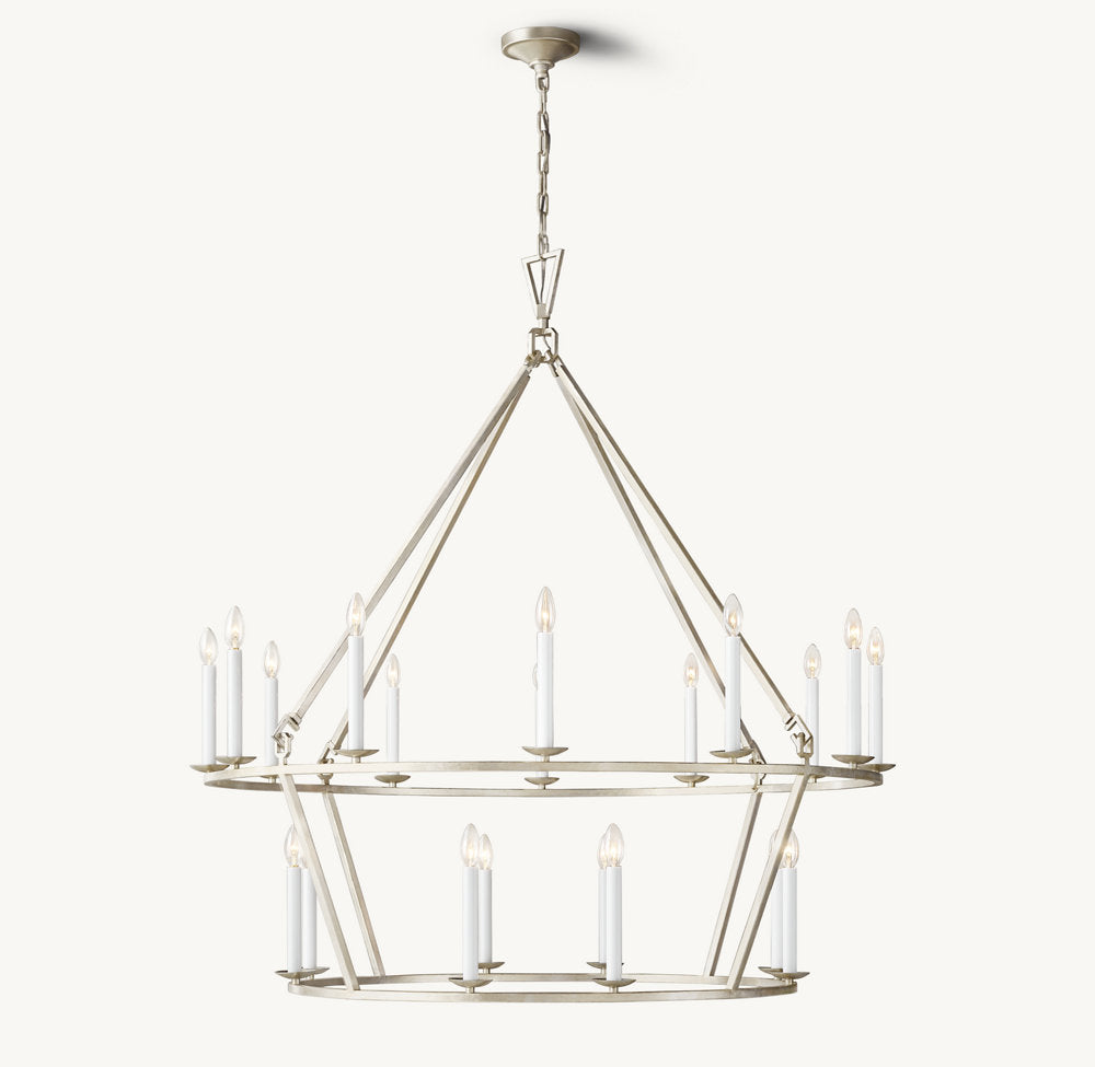 19TH C. ENGLISH OPENWORK TWO-TIER ROUND CHANDELIER 62"